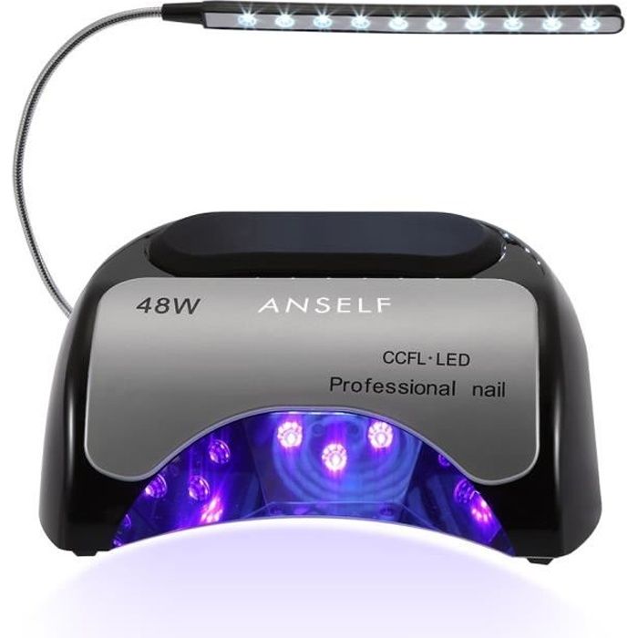 48W Lampe Sèche Ongles CCFL LED Professionnelle pour Durcissement de Gel Shellac et Vernis Noir