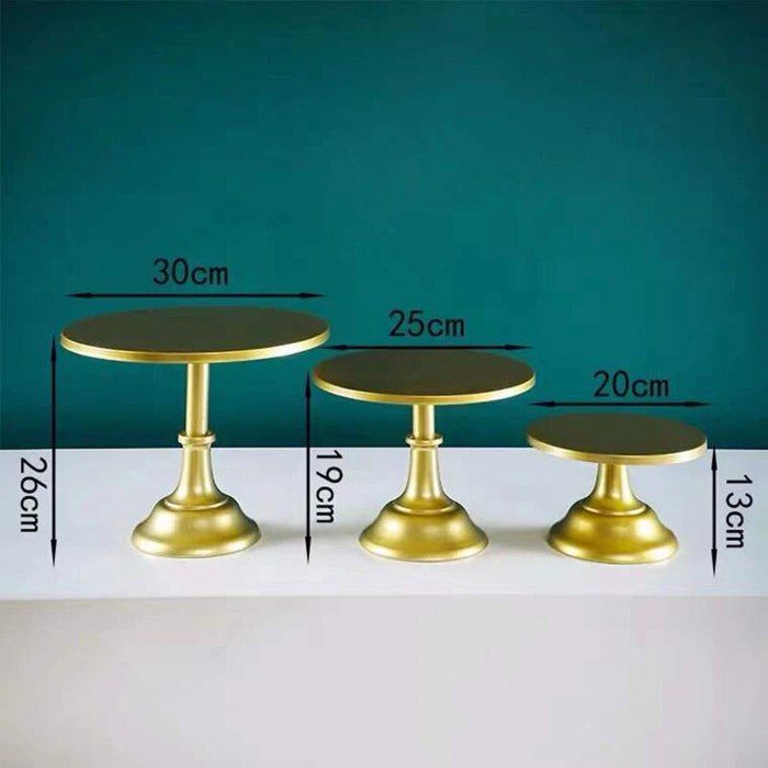 Lot De 3 Présentoirs à Gâteaux Métal Doré – 20/25/30 Cm, Support Cupcakes Mariage, Anniversaire, Baby Shower