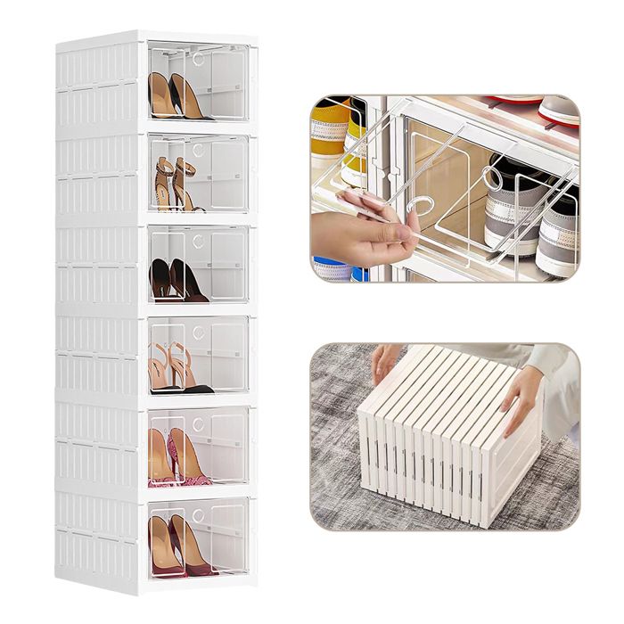 JEOBEST Boîte de rangement en plastique à 6 couches armoire de rangement sans installation pliable