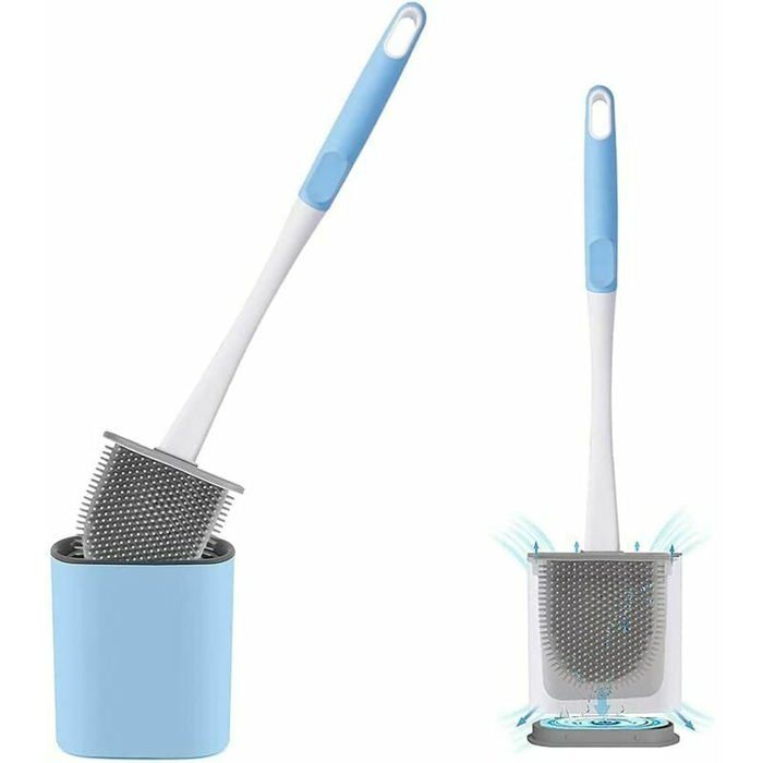 Brosse WC Silicone Flexible Double Face - Nettoyage Profond, Pliable, 75g