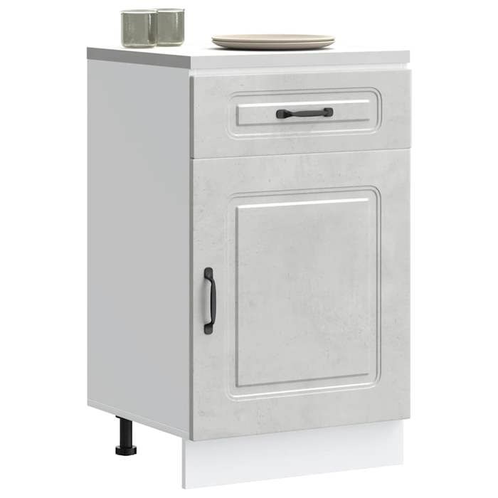 vidaXL Armoire de cuisine Kalmar gris béton bois dingénierie meuble bas dévier meuble bas de cuisine avec tiroir meuble 853481