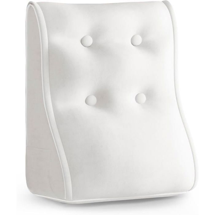 VERCART Coussin de tête de lit surélevé de 55 cm coussin de dossier avec fermeture éclair pour sasseoir au lit Blanc 50cm