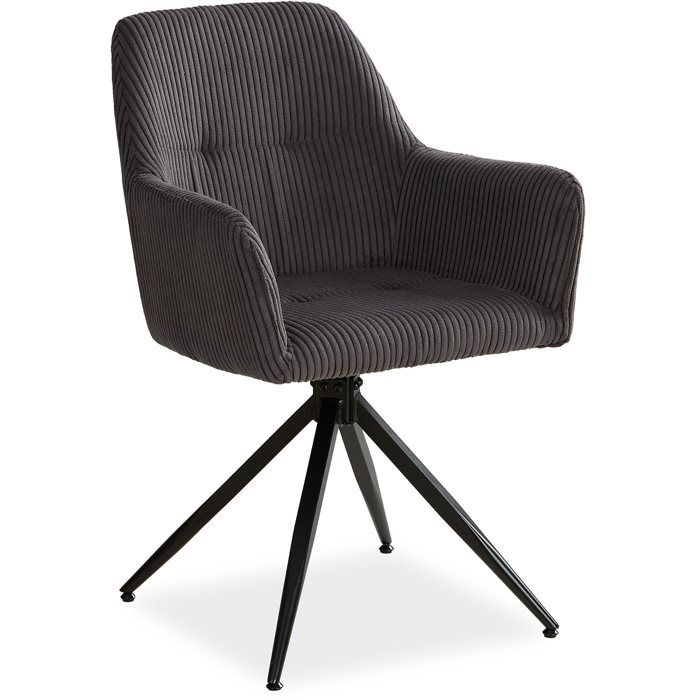 Chaise rembourrée Velours côtelé gris unité pivotant avec accoudoirs Cuisine Salle à manger Bureau Chaise rembourrée Velours côtelé gris unité pivotant avec accoudoirs Cuisine Salle à manger Bureau