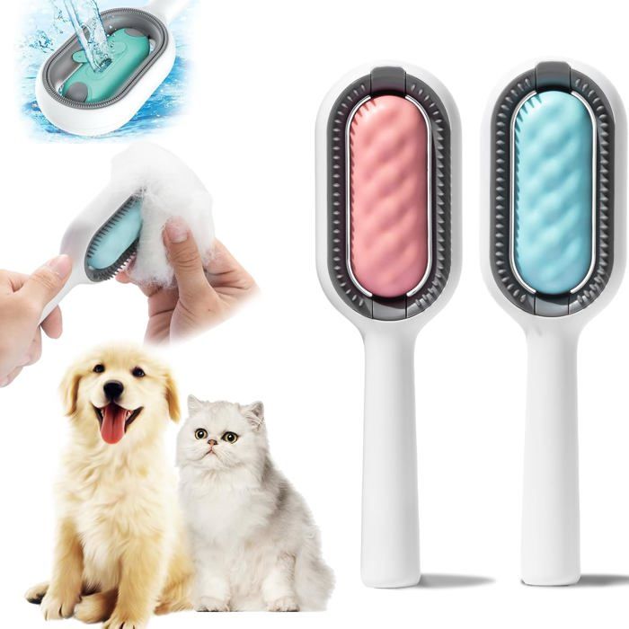 Comparer les prix de 2 Pièces Brosse Chat – Brosse Chat Autonettoyante – Brosse Chat pour Chats et Chiens à Poils Courts, Moyens et Longs