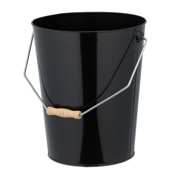 Charbonnière Relaxdays Avec Pelle - Seau En Fer 6,5 Litres Pour Charbon, Briquettes Et Bois, Noir, Accessoire Cheminée Et Barbecue