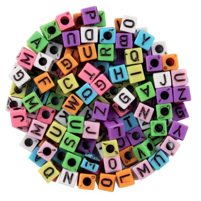 Perles Lettres Rondes Pour Enfant - Lot De 373 Pièces - 0,3 Cm - Assortiment Couleurs - Neuf Avec étiquettes