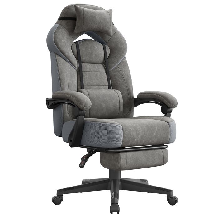 Chaise de Jeu - SONGMICS - Ergonomique - Repose-Pieds - Gris Ardoise - 150 kg
