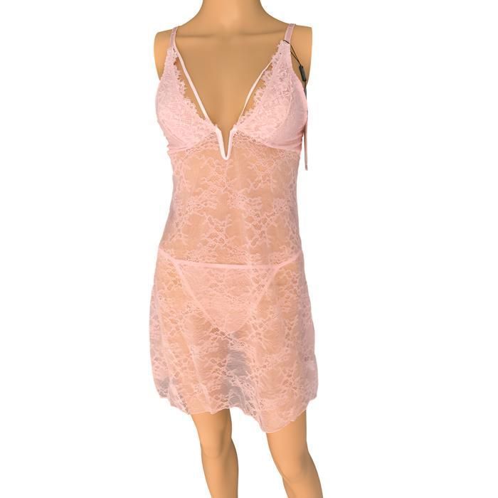 Nuisette Avec String Rose Et Noir - Taille Unique Pour Femme - Séduction Et Confort