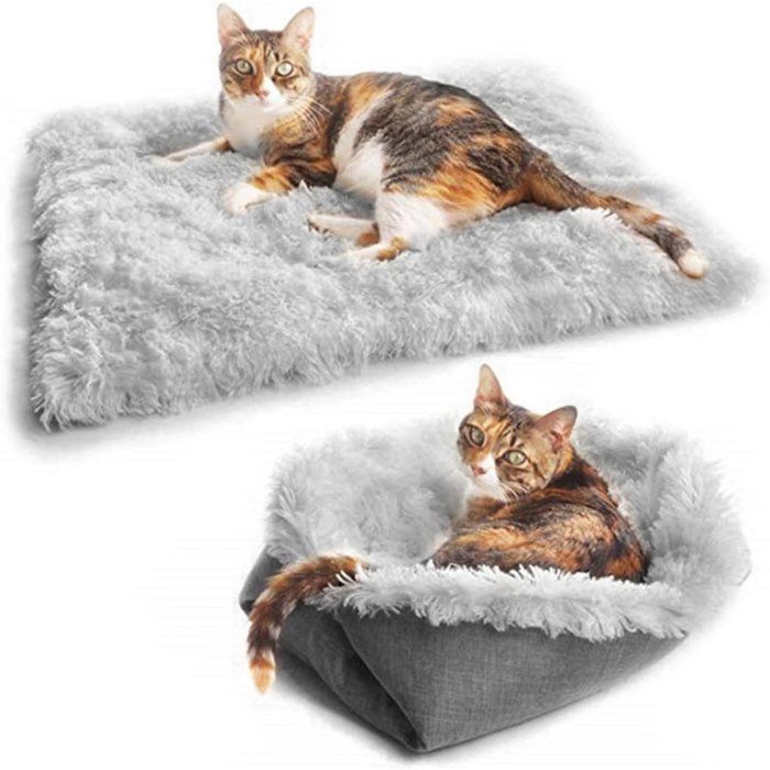 Couverture auto-chauffante pour chat  Panier 2 en 1  Couverture chauffante lavable  Douce et moelleuse  61 x 51 cm