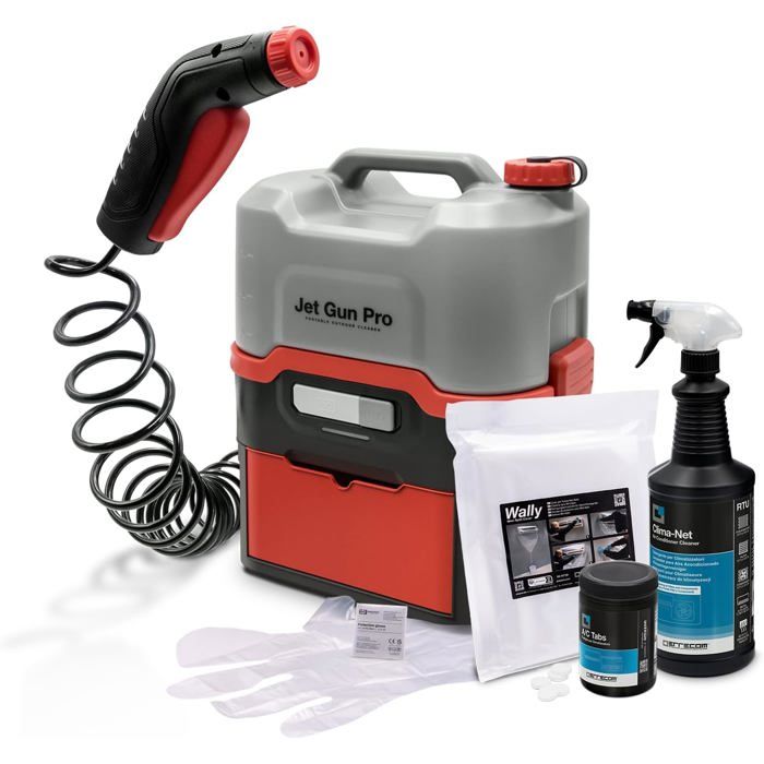 Kit Nettoyage Climatisation - ERRECOM - JET GUN PRO+ - Portable - Nettoyant Clima-Net - Accessoires Inclus