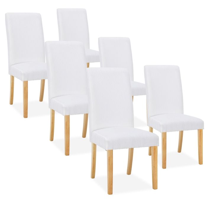 Lot de 6 chaises Rosie velours côtelé Blanc Lot de 6 chaises Rosie velours côtelé Blanc
