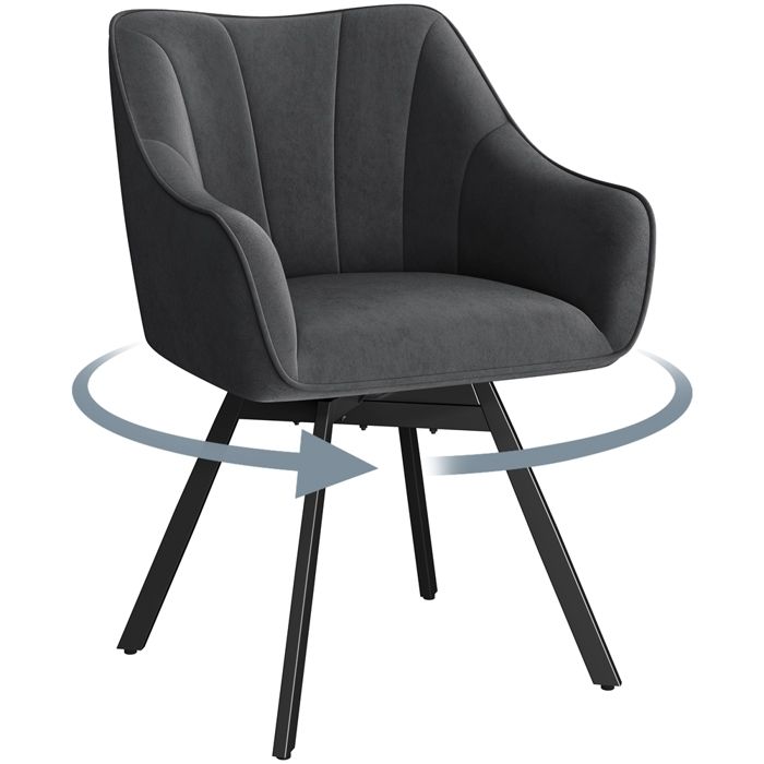Yaheetech Chaise de Salle à Manger Rotative Chaise de Cuisine Roulante Assise en Velours et Pieds en Métal Gris Foncé Yaheetech Chaise de Salle à Manger Rotative Chaise de Cuisine Roulante Assise en Velours et Pieds en Métal Gris Foncé