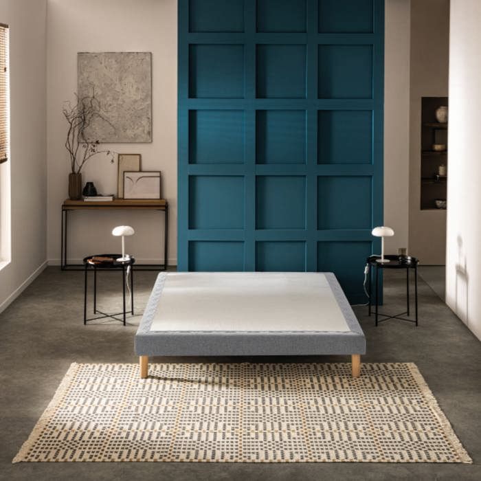 Sommier déco tapissier Mediano gris clair - Bultex 130x190