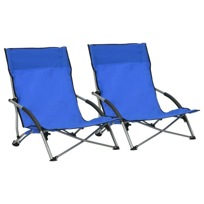 SALE 2026 Chaise de jardin Bleu - Chaises de plage pliables lot de 2 Bleu Tissu PRO601386683