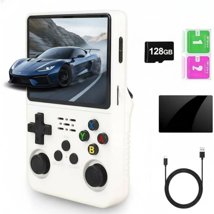 Console Rétro R36S 128 Go – 20 000 Jeux Préinstallés, Écran IPS 3,5″, Double Joystick Et Batterie 3500mAh