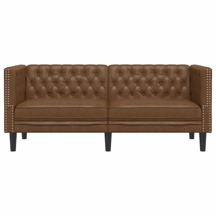 Promotion janvier Canapé à 2 places - MANGO - SOFA DOUBLE - Chesterfield marron similicuir daim 174x74.5x70.5 cm - SS247