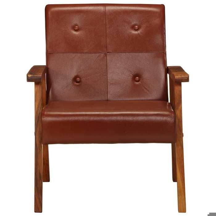 NEUF 2026 CHIC Chaise simple SWEETY Fauteuil de salon 1 PLACE marron cuir véritable 61x70x74 cm FF4377