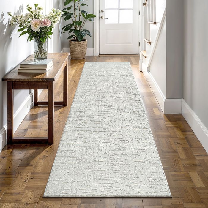 the carpet Rio tapis de salon moderne et doux avec dos antidérapant et aspect 3DCrème 80 x 300 cm D50