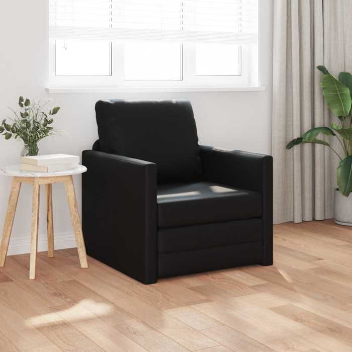 Sales SeasonCanapé convertible/Fauteuil - SHELD - CLIC-CLAC/Sofa-lit - 60cm Noir Simili cuir 74x77x81cm C5645846