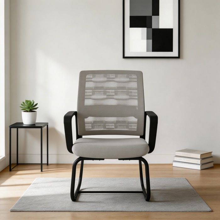 Chaise de bureau - Moderne minimaliste - Structure métallique - Dossier mesh respirant - Accoudoirs ergonomiques