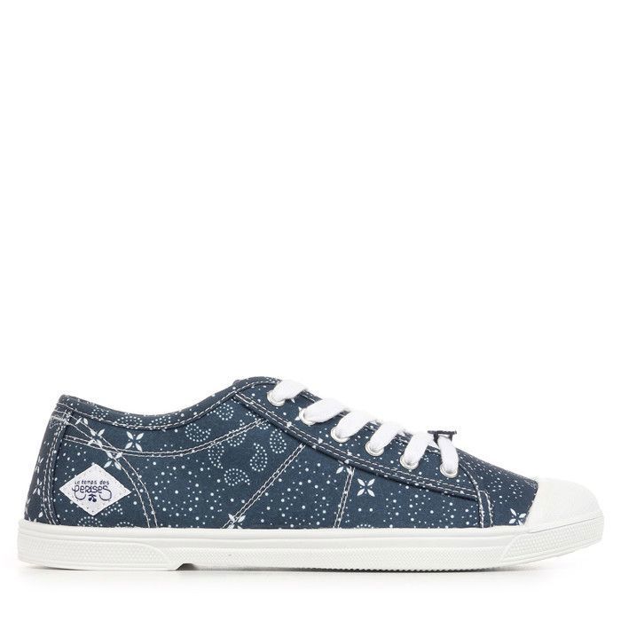 879 Basket femme - Le Temps des Cerises - Basic 02 - Textile Bandana Blue - Lacets - Semelle caoutchouc