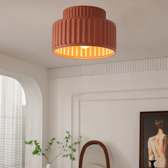Plafonnier - SMOTOP - Résine rouge - Style rétro vintage - E27 60W (intérieur)