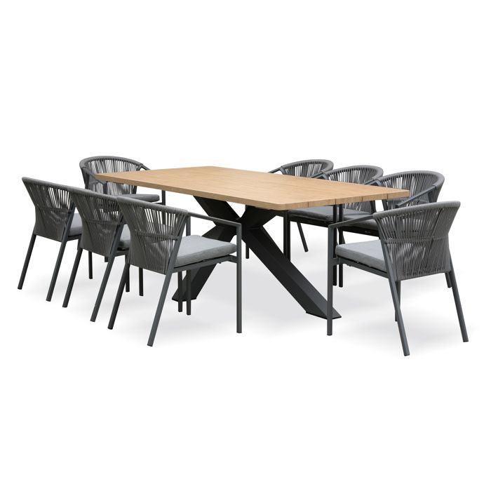 Ensemble repas de jardin 8 places - Gris anthracite - KELIA