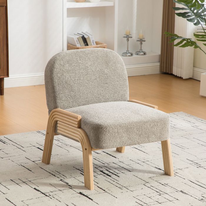 Fauteuil de salon - Style Scandinave Moderne - Pieds en Bois Massif - 62x73x77cm Gris