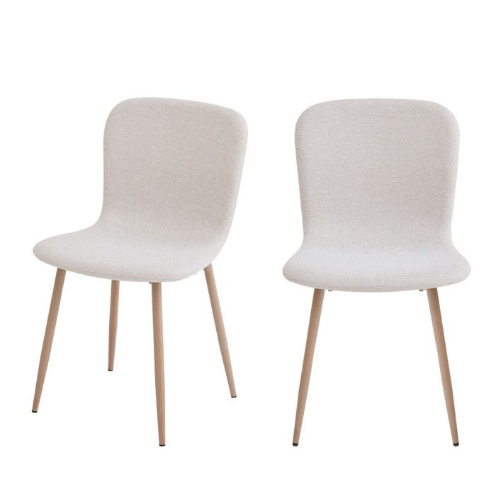 Gaston - Lot de 2 chaises en tissu piètement effet bois - Beige Gaston - Lot de 2 chaises en tissu piètement effet bois - Beige