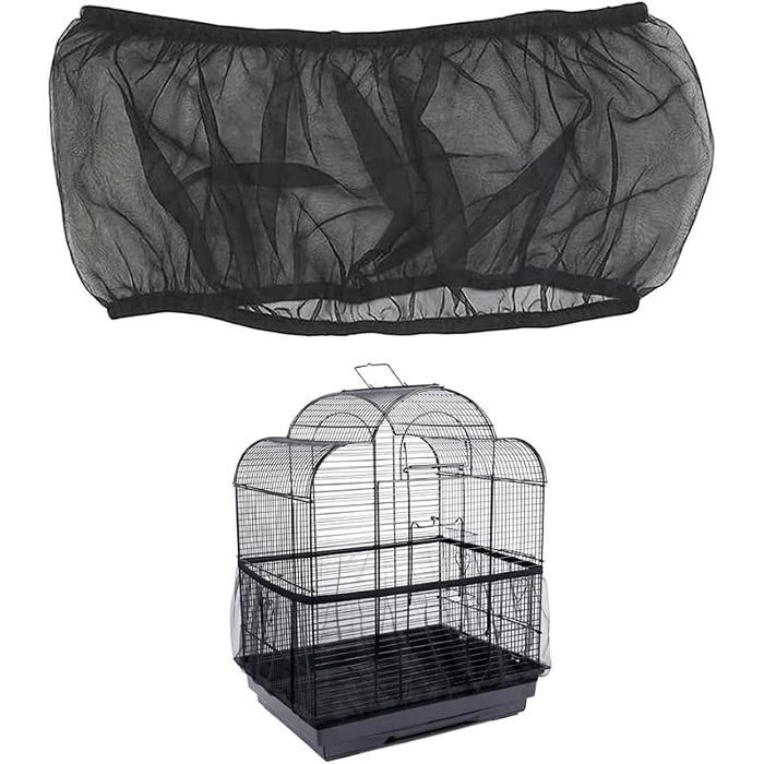 Couverture de Cage à Oiseaux Housse Cage Oiseau Jupe de Cage à Perroquet Attrape Plume Housse de Protection en Noir