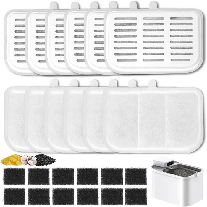 Lot De 24 Filtres Fontaine À Chat Pour 4L Everweet Max Sans FilFiltration Multicouche Avec Charbon ActifRésine Échangeuse [CA315]