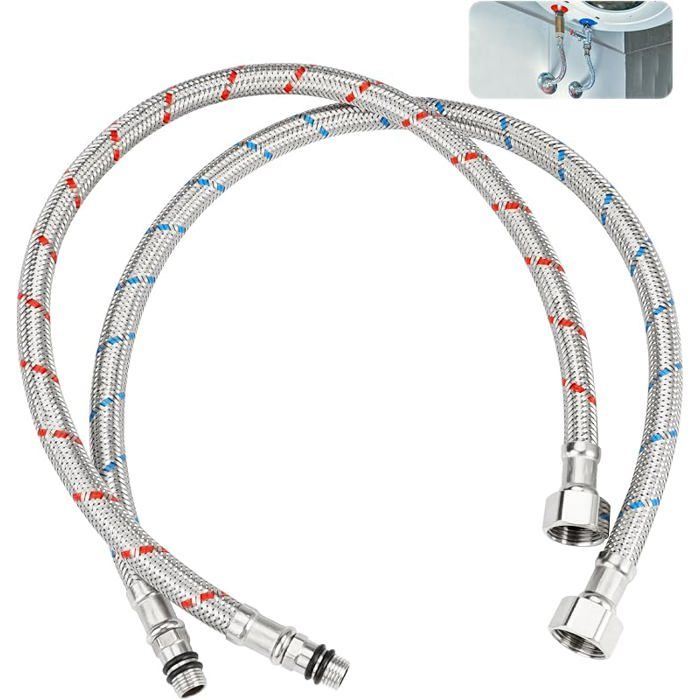2 Pièces Tuyaux de Raccordement Flexibles Robinets G3/8 x M10 Tuyau Flexible Pour Robinet 50cm Raccord Tuyau de Raccordemen