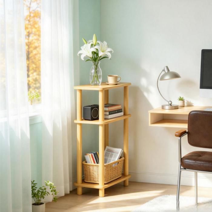 ViYi.Bouts De Canapé - H 60cm - Table dAppoint à 3 Niveaux - Pour Salon Chambre Bureau Cuisine Style Industriel - Marron