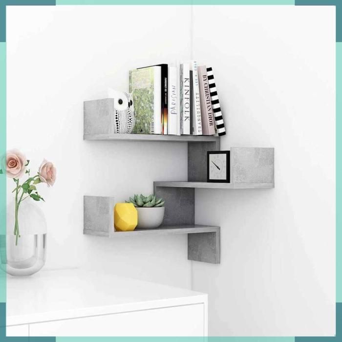 Étagère murale dangle - 807231 - Gris béton - Bois d’ingénierie - 40 x 40 x 50 cm