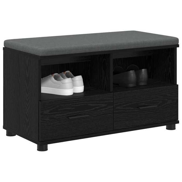 Meuble de couloir - Banc dentrée - pour salon - Chêne noir - 80x38x46 cm - design élégant - pour maison(75186）