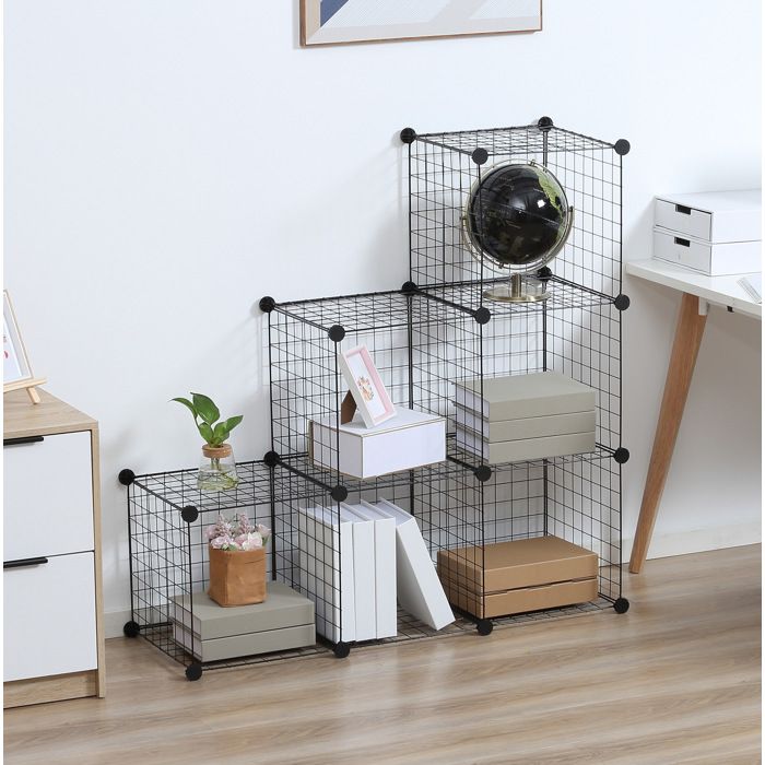 Étagère cube modulable 6 cases AESVAR en métal noir 109 x 37 x 109 cm