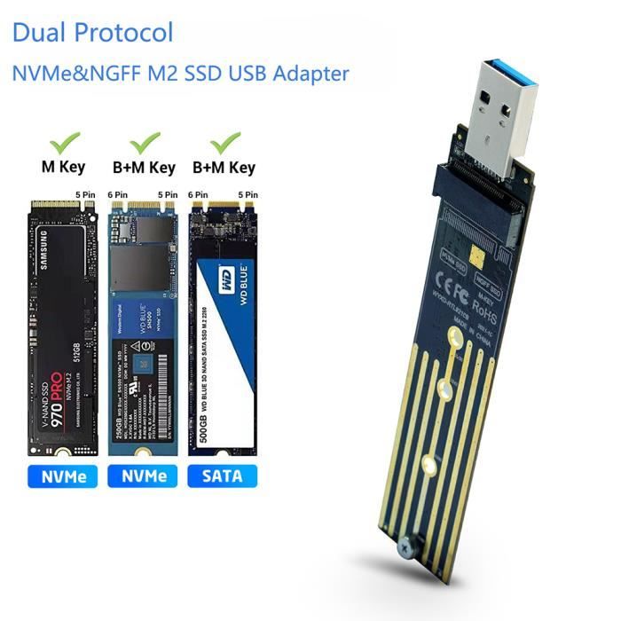 Câble Adaptateur de Boîtier de Disque Dur NVME à USB3.1 Lecteur Externe  Gen2 Convertisseur SSD(Argent )-LISA - Cdiscount Informatique