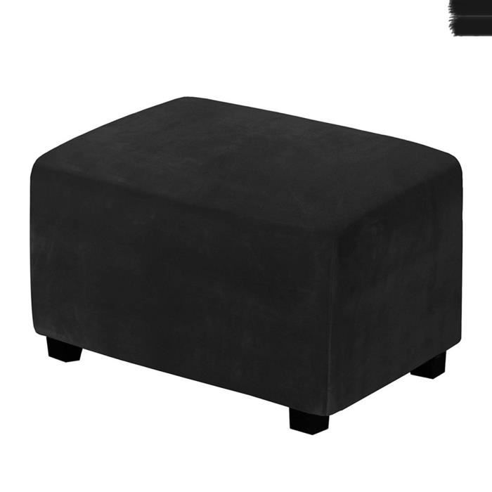 Housses de Pouf ExtensiblesANNEFLY Housse ottomane en Velours Housse de Repose-Pieds Rectangle Housse de ProtectionNoir