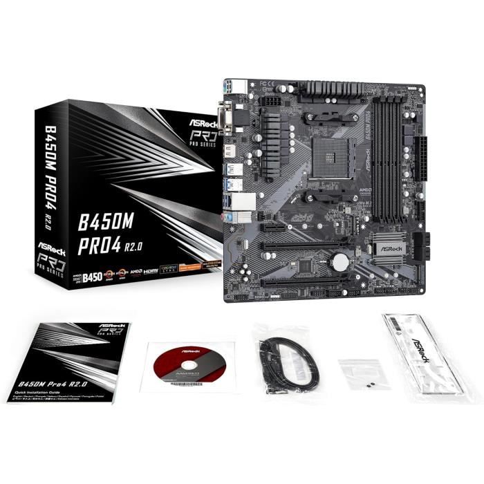 Carte m re asrock b450m pro4 r2 0 socket am4 amd b450 amd amd am4 lga