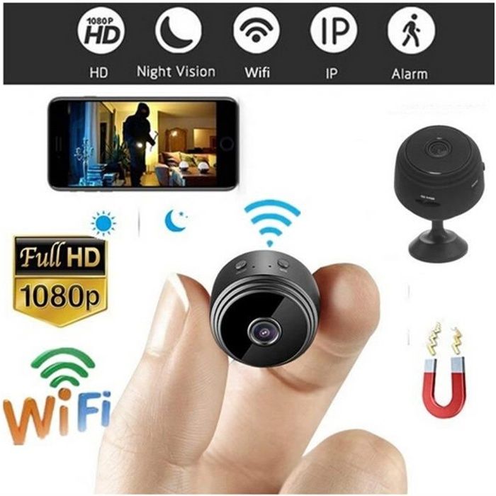 Mini webcam sans fil, WiFi, A9, HD, 1080P, 2K, manuelle, caméra rotative à  360 °, réunion en direct, travail, maison, carte SD - AliExpress