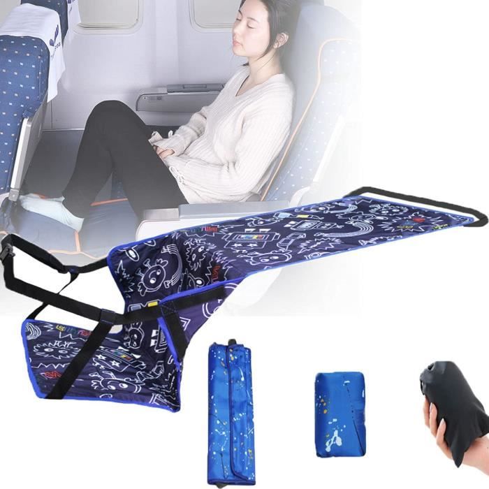 Repose-pieds Avion / Hamac à Pieds - Lot De 2 (noir Et Bleu), Réglable, Pour Voyage Et Bureau