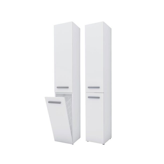 Meuble de salle de bain Bagnoli SLIM IV blanc mat - meuble bas colonne de salle de bain étagère L : 30 cm H : 174 cm l : 30 cm