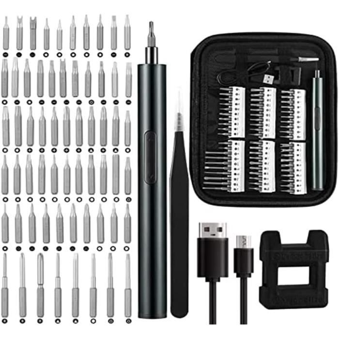 Tournevis électrique Wiha Rechargeable USB-C - 8 Embouts Fournis - 2 Couples (0,5 Et 1 Nm) - LED - Pour Bricolage, Modélisme