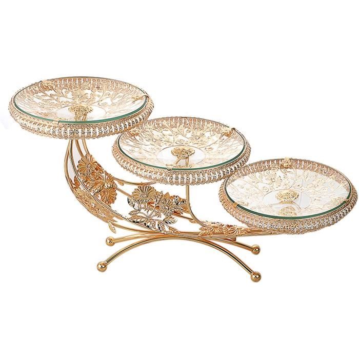 Wifehelper Support à Gâteaux Doré 3 Pièces, Présentoir En Fer