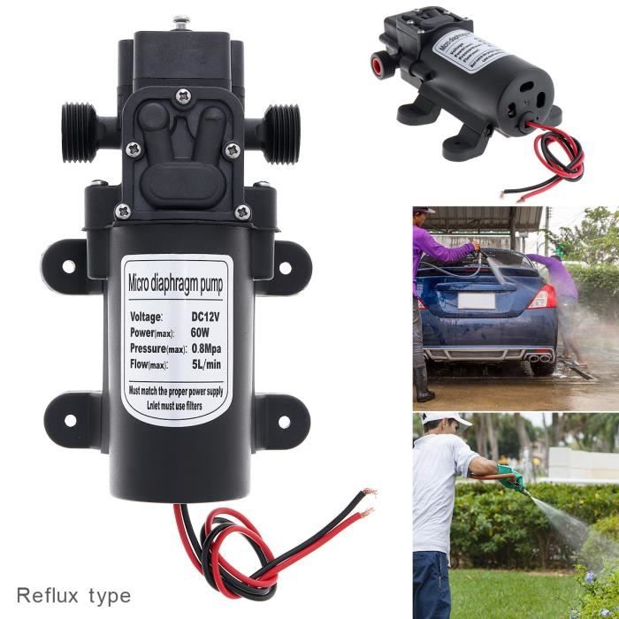 min 60W DC 12V Micro voiture diaphragme haute pression pompe à eau 5L
