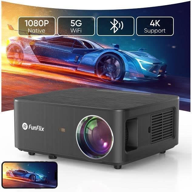 Projecteur, Full HD 5G WiFi Bluetooth Projecteur,Projecteur natif 1080P 4K Home Video Projecteur