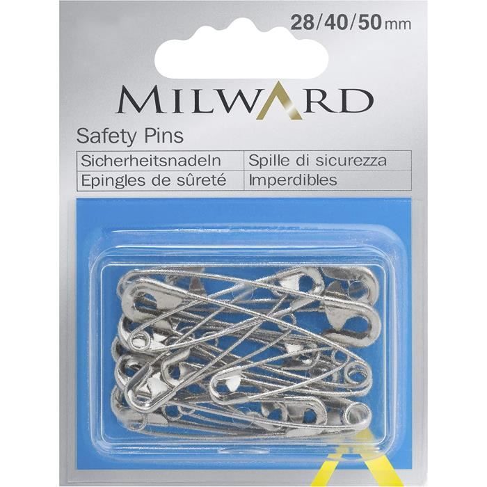 Milward Lot De 12 épingles à Nourrice Argenté 50 Mm