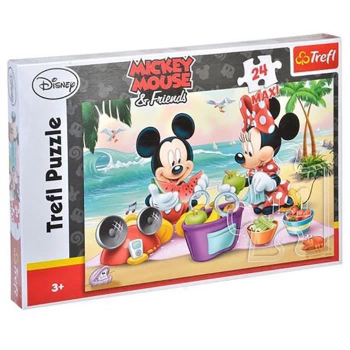 Maxi Puzzle Mickey et Minnie 24 Pièces - Puzzle 3 ans et + - Cdiscount Jeux  - Jouets