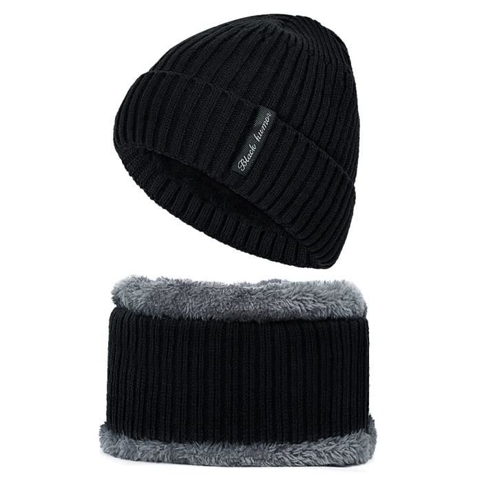 Chapeau Chaud Bonnet Homme Tricot Tour de Cou avec ensemble bonnet