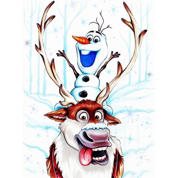 Olaf 5D Diamond Painting Kit Pour Enfants Sven Diy Ronde Pierre